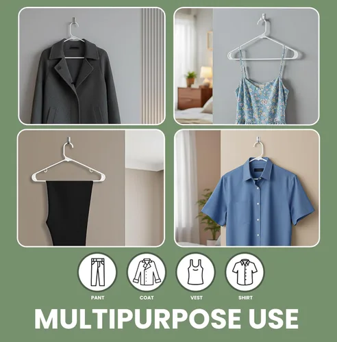 Miniatura 4 de Perchas de plástico Utopia Home estándar para hogar de color negro, perchas tubulares para la ropa, resistentes, finas y elegantes Blanco