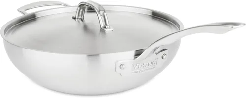 Miniatura 2 de Viking Culinary Professional - Sartén de chef de acero inoxidable de 5 capas, 12 pulgadas, incluye tapa de acero y mango ergonómico que se mantiene