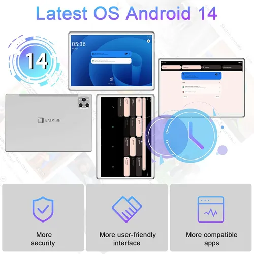 Miniatura 5 de Tableta Android 14 2026 de 10 pulgadas, tabletas de 128 GB ROM+16 GB de RAM (8+8 virtual), tableta 2 en 1 con teclado, potente octa-core+cámara