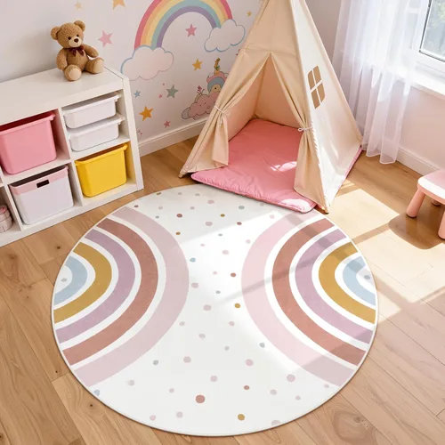 Miniatura 19 de STARUIA Alfombra lavable de arco iris para guardería de niñas, alfombra pequeña de 3 x 5 pies, alfombras de área coloridas para dormitorio de niños
