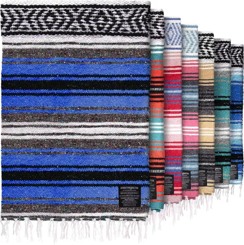 Miniatura 34 de Hydration Nation Auténtica manta mexicana extra grande (70 x 50 pulgadas), yoga tejida a mano, serape, falsa artesanal, playa, campamento, picnic