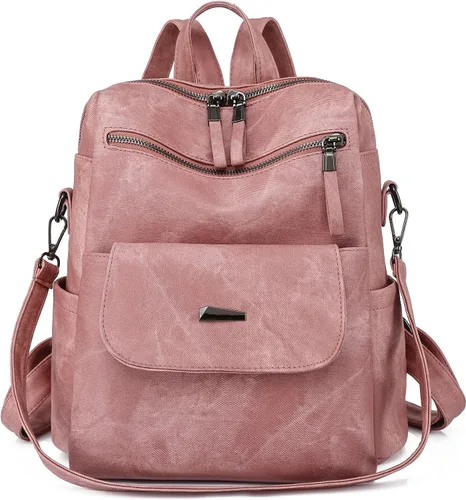 Bolso tipo mochila para mujer, diseño multiusos, bolsos y bolso de hombro de piel sintética, Rosado, L, Mochilas de viaje casuales escolares