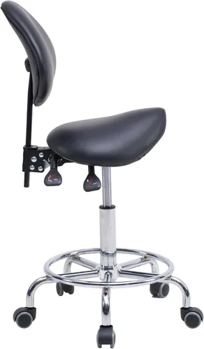 Miniatura 7 de Runboll Taburete ergonómico con respaldo y reposapiés, silla giratoria hidráulica rodante para uso dental, salón, tatuaje y spa, color negro