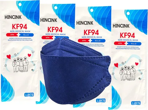 Miniatura 12 de Paquete de 20 mascarillas KF94 negras empaquetadas individualmente, unisex, filtros de 4 capas para adultos y mayores, coloridos
