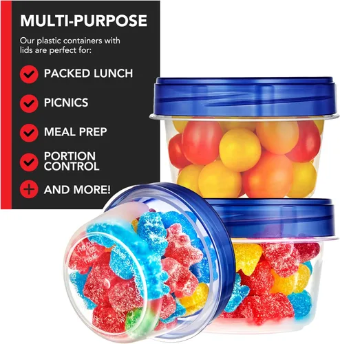 Miniatura 6 de Stock Your Home Recipientes de plástico de 4 onzas con tapas giratorias (paquete de 6), recipientes pequeños para congelador de 1/2 taza