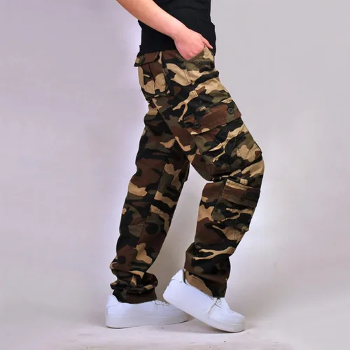 Miniatura 2 de Muscularfit Pantalones cargo de camuflaje para hombre 2023 grandes y altos, múltiples bolsillos, pantalones deportivos sueltos y rectos, pantalones