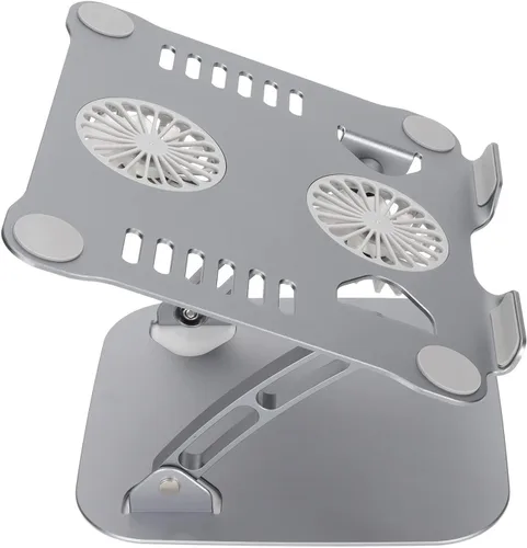 ciciglow Soporte para portátil de doble ventilador, soporte de enfriamiento de aleación de aluminio, soporte plegable portátil para portátil de 10 a