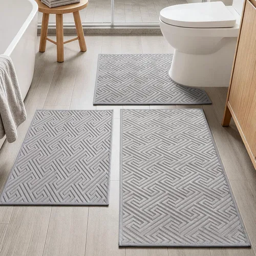 Miniatura 12 de YIHOUSE Beige Bathroom Rugs 17"x24", Quick Dry Non Slip Bath Rug, Absorbent Machine Washable Thin Bath Mat for Restroom Floor Tub Laundry Room Home