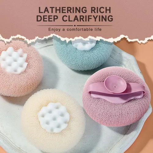 Miniatura 3 de Pelota de baño con ventosa de girasol súper suave, esponjas de baño 2 en 1 mejoradas 2 en 1 para mujeres en ducha, esponja con infusión de gel