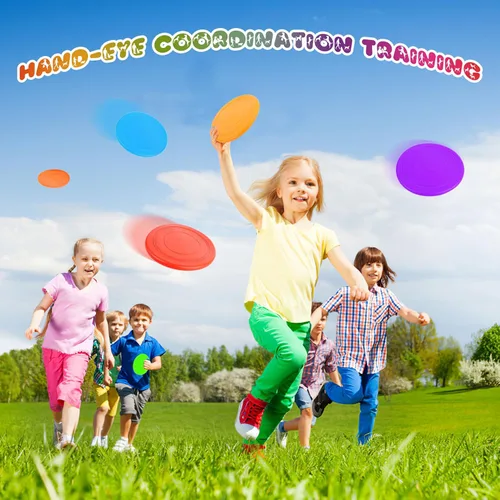 Miniatura 4 de Disco Volador para Niños de 7 Pulgadas, Discos Voladores de Silicona a Granel para Niños, Perros, Exteriores, Patio Trasero, Césped, Escuela