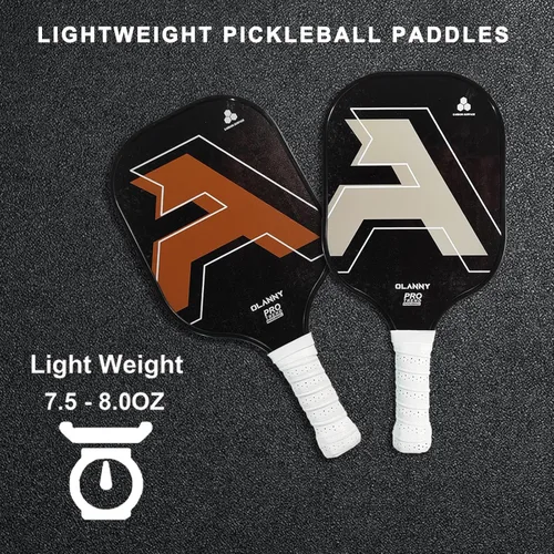 Miniatura 4 de OLANNY Juego de paletas de pickleball de grafito, raquetas de primera calidad, cara de fibra y polímero de núcleo de panal de abeja, incluye paletas