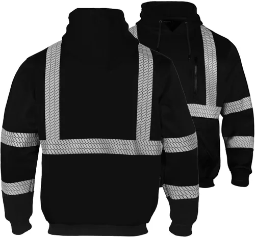 Miniatura 2 de FONIRRA Hi Vis - Sudadera con capucha para hombre, reflectante, ANSI Clase 3, sudaderas de seguridad de alta visibilidad, construcción, trabajo