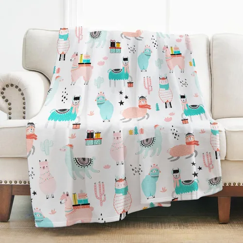 Miniatura 12 de Levens Manta de llama de 60 x 50 pulgadas, regalo de mamá llama para mujeres y niñas, bonita manta de alpaca con cactus y llamas, decoración
