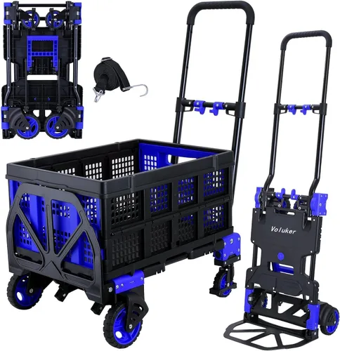 Miniatura 12 de Carretilla de Mano Plegable de 330LB Carretilla de Transporte, Carretillas de Mano de Servicio Pesado Combinación de 4 Ruedas y 2 Ruedas Carrito