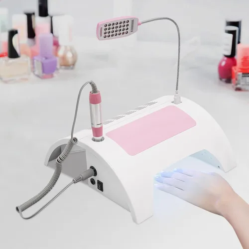 Miniatura 9 de Lámpara de uñas 5 en 1, con colector de polvo de uñas, máquina eléctrica multifuncional para taladro de uñas, almohada de reposo de manos, lámpara