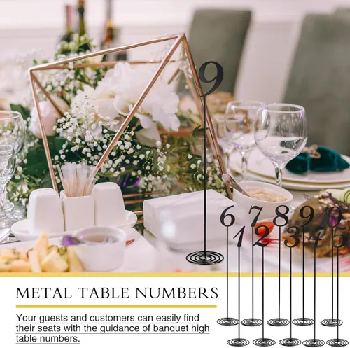 Miniatura 6 de Therwen 20 piezas Números de mesa de metal 1-20 Números de mesa para recepción de boda Figura de escritorio de acero inoxidable de 30 cm con base