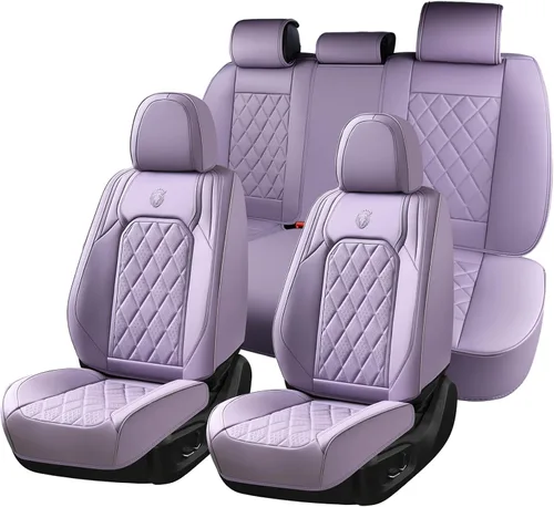 Miniatura 38 de Coverado Fundas de Asientos Delanteros, Funda de Asiento de Cuero Sintético de Lujo Impermeable, Protector de Asiento de Coche Beige, Funda