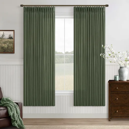 Miniatura 22 de TWODRAPES Cortinas de Lino Plisadas con Pinza Beige Blancas de 54 Pulgadas de Largo 2 Paneles para Comedor Cocina Dormitorio Plisadas Semi
