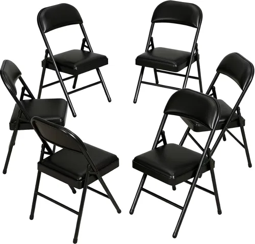 Miniatura 17 de Juego de sillas plegables acolchadas, sillas plegables ligeras, sillas plegables resistentes para comedor, cocina, patio de jardín, fiestas y Negro