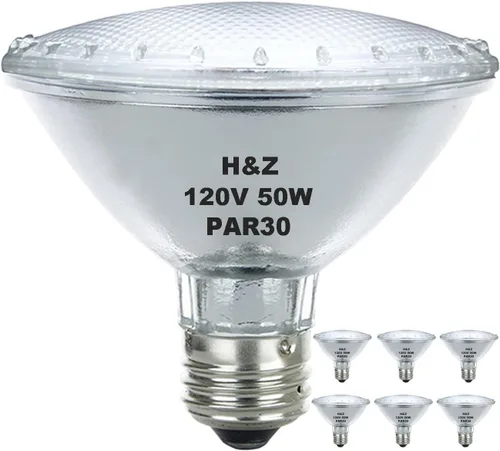 Miniatura 10 de H&Z Cuello corto Par30, paquete de 6 paquetes de halógeno Par30s de alta salida 39 W 120 V, Par30 regulable blanco cálido 3000 K, 39 W Par30 luz