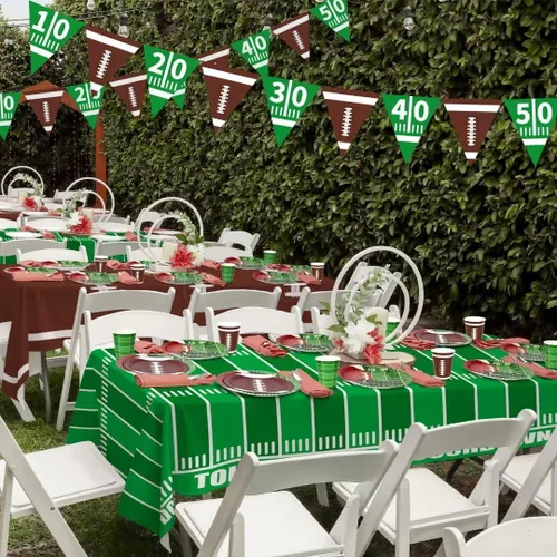 Miniatura 3 de Gatherfun kit de suministros para fiesta de fútbol, para 24 comensales, incluye platos para cena, servilletas para postre, vasos, pancarta y mantel