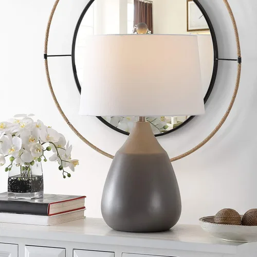 SAFAVIEH Lighting Collection Sinrus - Lámpara de mesa moderna color negro de 26 pulgadas para dormitorio, sala de estar, oficina, escritorio, mesita