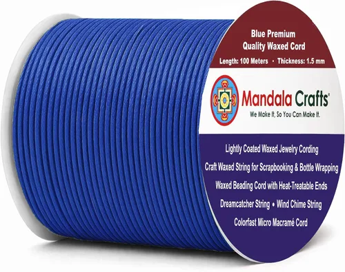 Miniatura 132 de Cuerda Mandala Crafts 0.03 pulgadas 109 yardas para hacer joyería, artesanía, macramé, cuerda de algodón encerado Negro