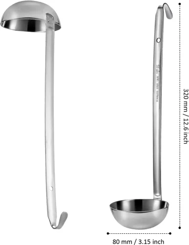 Miniatura 2 de meekoo Cucharón de acero inoxidable con mango de sopa con borde de vertido para cocina, cocina, salsa de sopa (4 onzas)