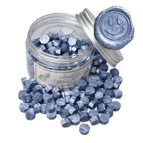 Miniatura 11 de FsAlisa Cuentas de sellado de cera, 200 cuentas octágonas de sellado de cera para sellado de cera, perfectas para adornar invitaciones de boda, Azul
