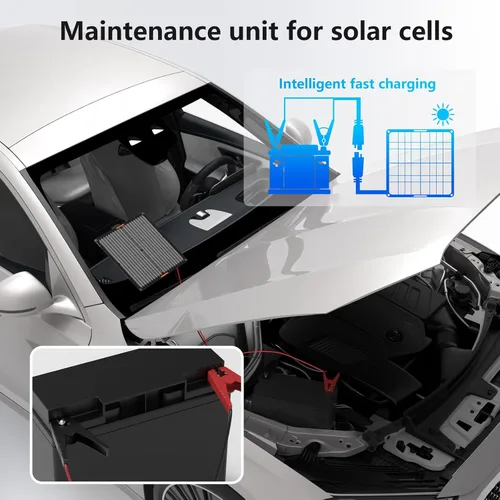 Miniatura 7 de Panel Solar 30W 12V Cargador de Batería Solar para Coche Portátil Impermeable Cargador de Batería de Goteo Mantenedor de Energía Solar con Clip