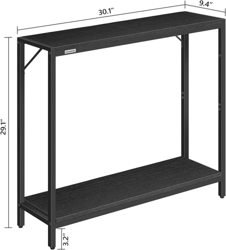 Miniatura 3 de MAHANCRIS Mesa consola, mesa de entrada de 2 niveles, detrás de la mesa del sofá, estilo industrial, resistente y estable, para sala de estar