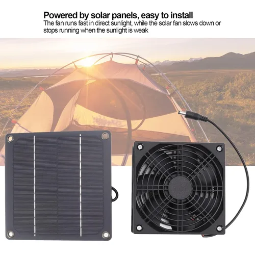 Miniatura 5 de Cryfokt Ventilador de escape impermeable con energía solar, kit de ventilador de panel solar para exteriores, ventilador portátil con cable de 39