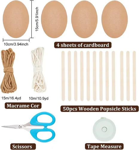 Miniatura 2 de FREEBLOSS Juego de 2 cestas tejidas para bricolaje, kit de tejido de macramé, suministros para hacer cestas, adecuado para proyectos de artes