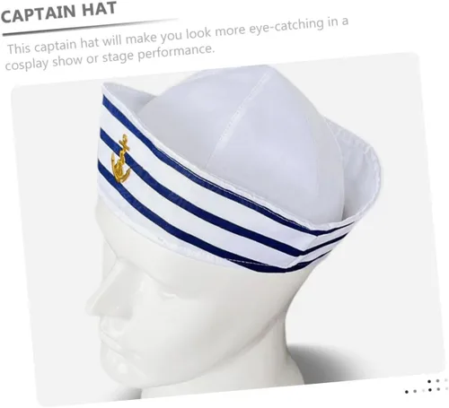 Miniatura 4 de Sombrero de capitán para hombres y mujeres y sombrero de marinero a rayas, accesorio de cosplay para fiestas en barcos, escenarios y eventos