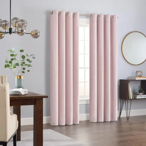 Eclipse Aurelia - Cortinas de terciopelo para oscurecer la habitación con ojales y reducción de ruido (2 paneles), 52 x 84 pulgadas, color rubor