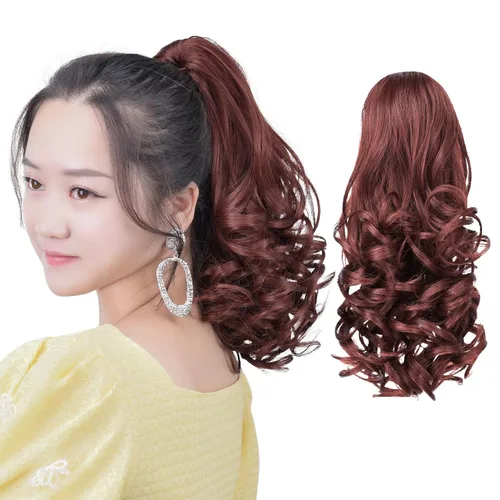 Miniatura 59 de Extensión de cola de caballo negra con clip de garra, ondulada, 10 pulgadas, 3.5 onzas, sintético, como verdaderos, postizos, para mujer, Yaki