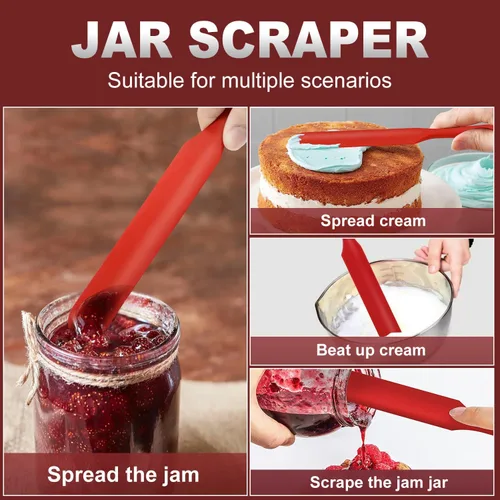 Miniatura 2 de Walfos Espátula de silicona para tarros – Espátulas de cocina de alta resistencia al calor (450 °F), espátulas de mantequilla de crema para tartas