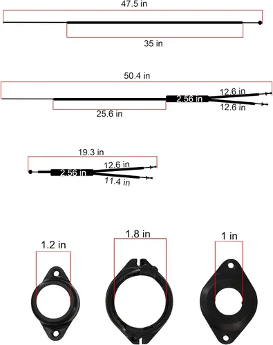 Miniatura 4 de Cable de freno y carcasa, BMX Bicicleta Bicicleta Gyro Cables de Freno Delantero y Trasero (Superior e Inferior) Rotor Spinner Rojo