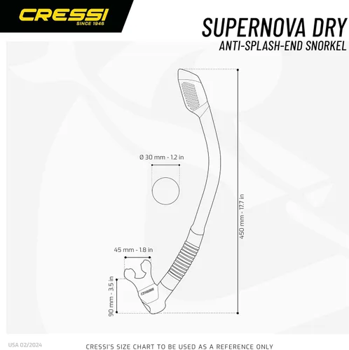 Miniatura 5 de Cressi Adult Diving Dry Snorkel with Splash Guard and Top Valve - Supernova Dry: Designed in Italy Negro