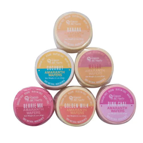 Miniatura 11 de Obleas de Amaranto Thins – Snack bajo en calorías – Obleas de Amaranto – Paquete de 6 chocolates, Chai rosa, capuchino, coco, canela, taro