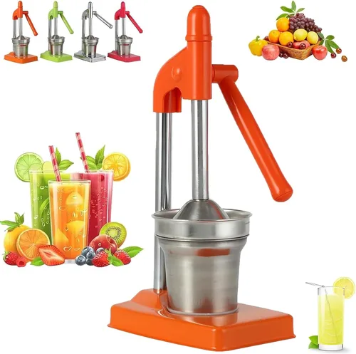 Miniatura 11 de Exprimidor manual de hierro fundido, exprimidor manual efectivo de acero inoxidable, con base de taza antideslizante, palanca de ahorro de esfuerzo