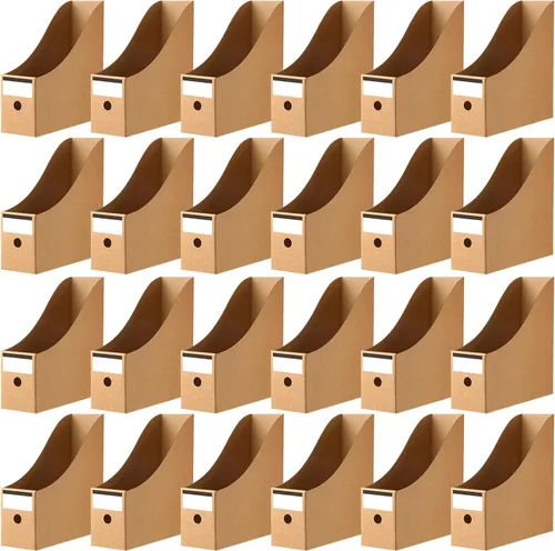 Miniatura 11 de Thenshop Organizador de 24 piezas de cartón para archivos, revistas, caja organizadora de archivos de escritorio, carpeta de almacenamiento de Negro