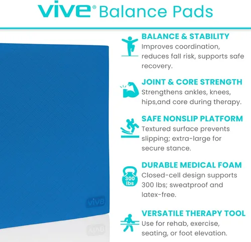 Miniatura 2 de Vive Almohadilla de equilibrio – Esterilla de yoga grande de espuma para terapia física, entrenamiento de estabilidad, ejercicio de rodilla