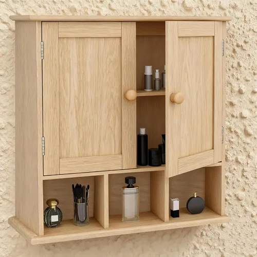 Miniatura 10 de TaoHFE Gabinete de almacenamiento negro para baño sobre el inodoro, organizador de gabinete de medicina de pared con 2 puertas y estantes