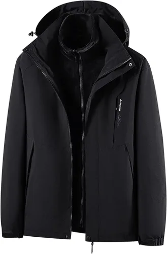 Miniatura 5 de Chaqueta impermeable 3 en 1 con capucha para hombre, chaqueta de esquí, chaqueta de nieve de invierno con forro polar cálido, resistente al viento