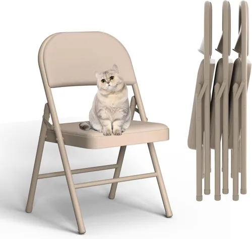 Miniatura 32 de SHGJ&SOFT Juego de 2 sillas plegables con asientos y respaldos acolchados, silla con marco de metal negro para interiores y exteriores, oficina