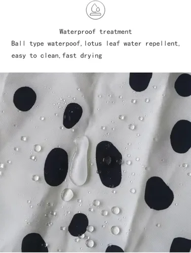 Miniatura 4 de Cortina de ducha de lunares negros para baño, diseño pequeño y moderno de lunares negros sobre blanco, tela de poliéster impermeable para niños, 72