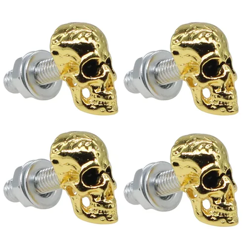 Miniatura 8 de Tornillos de matrícula, 4 piezas universales de acero inoxidable estilo calavera, kit de tornillos para placa de matrícula para motocicleta