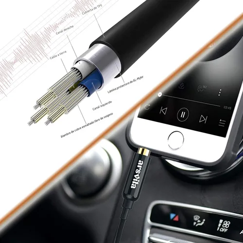 Miniatura 6 de Arsvita - Adaptador de audio de cassette a auxiliar para automóvil, con cable de audio auxiliar de 0.14 pulgadas