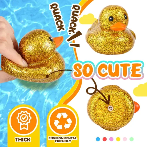 Miniatura 5 de Deekin 6 piezas de surtido de patos de goma multicolor para Navidad, juguetes de pato de goma con sonido para niños, bebés, baño, ducha, piscina